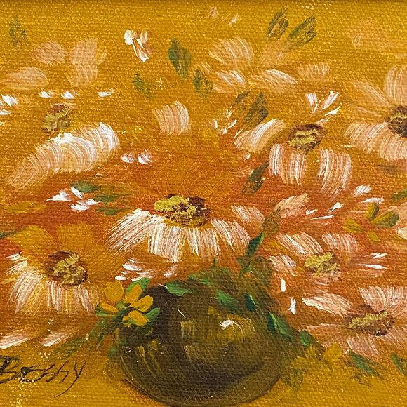 Little Vintage Fall Flowers Original Acrylic Painting: Made by a Real Human - Picture 3 of 3